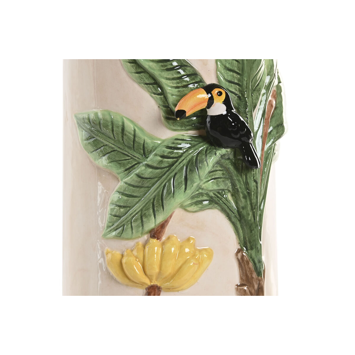 Vase Home ESPRIT Green Beige Ceramic Birds Tropical 12 x 12 x 22 cm