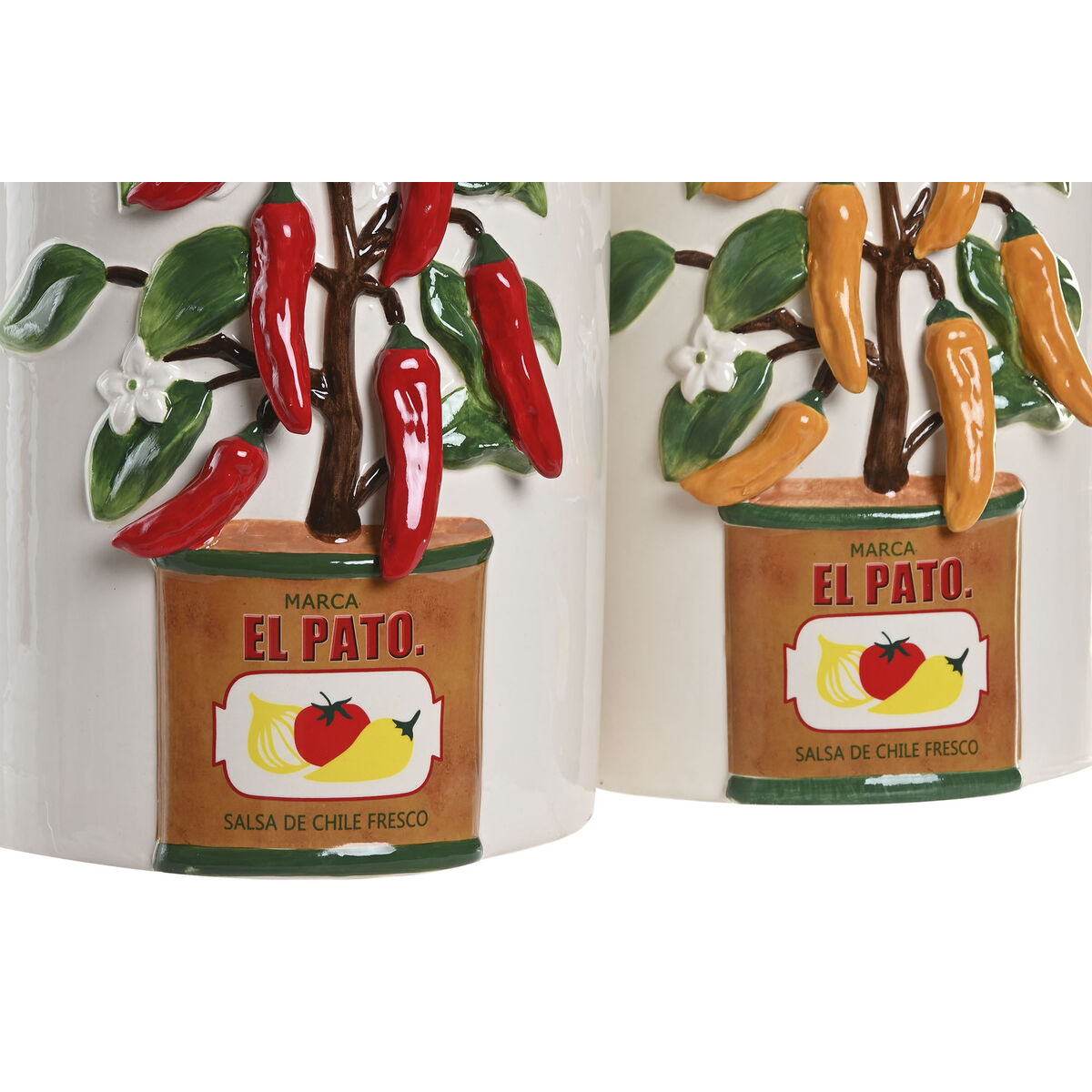 Vase Home ESPRIT White Red Green Ceramic Urban Pepper 22 x 22 x 28 cm (2 Units)