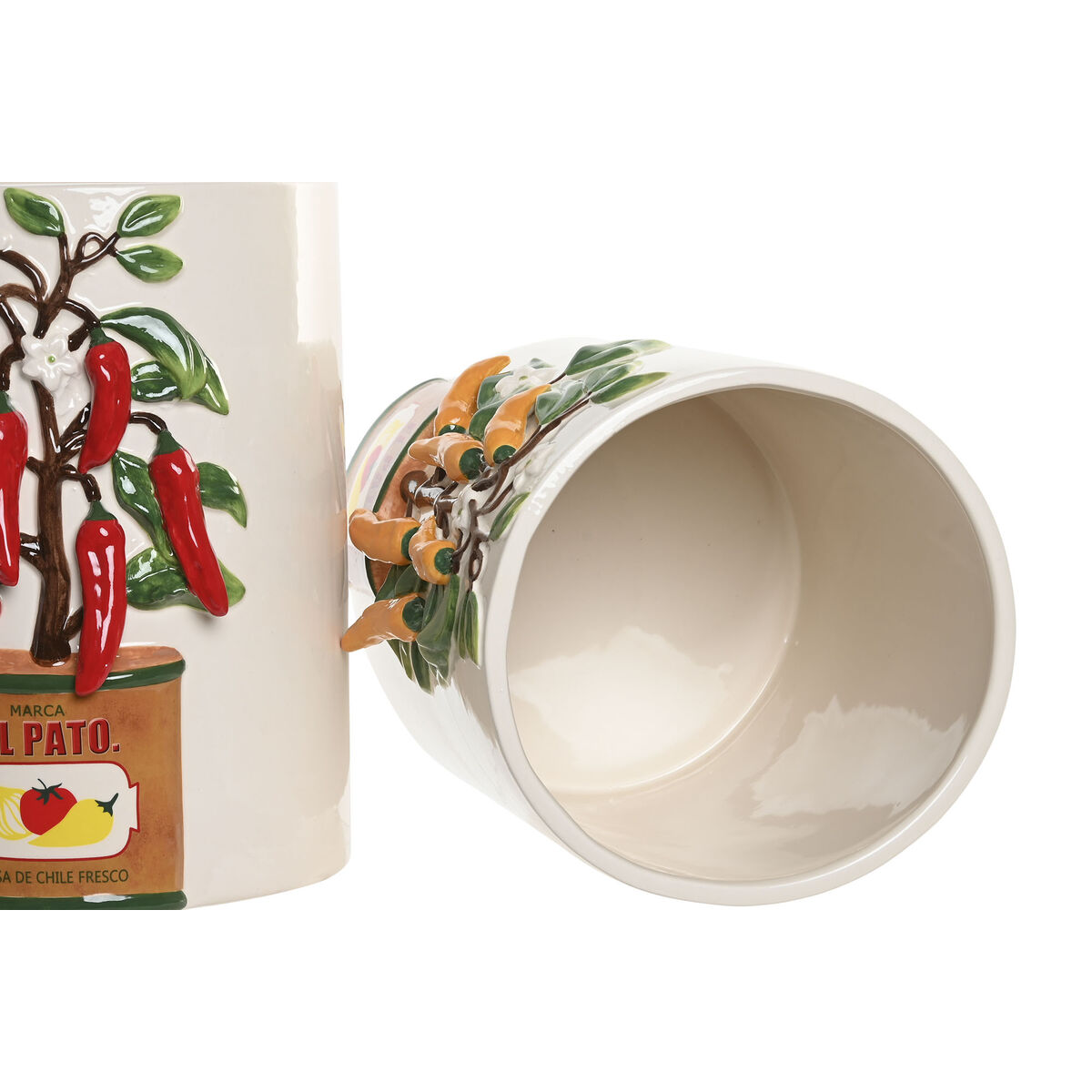 Vase Home ESPRIT White Red Green Ceramic Urban Pepper 22 x 22 x 28 cm (2 Units)