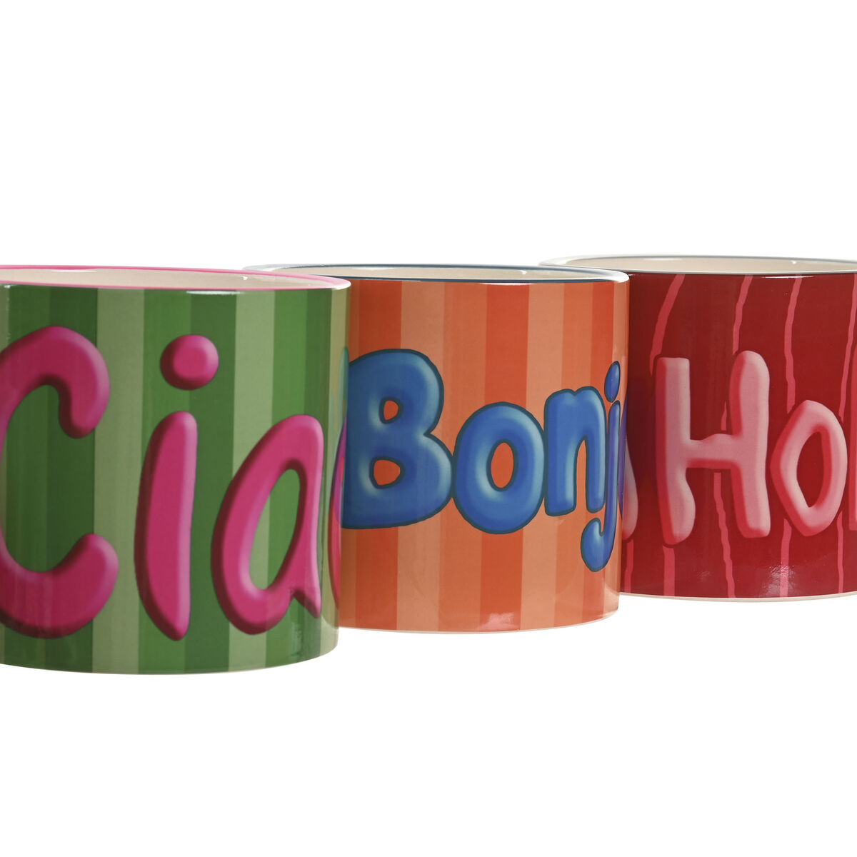 Planter Home ESPRIT Multicolour Ceramic Urban 13,6 X 13,6 X 11,8 CM (3 Pieces) (3 Units)
