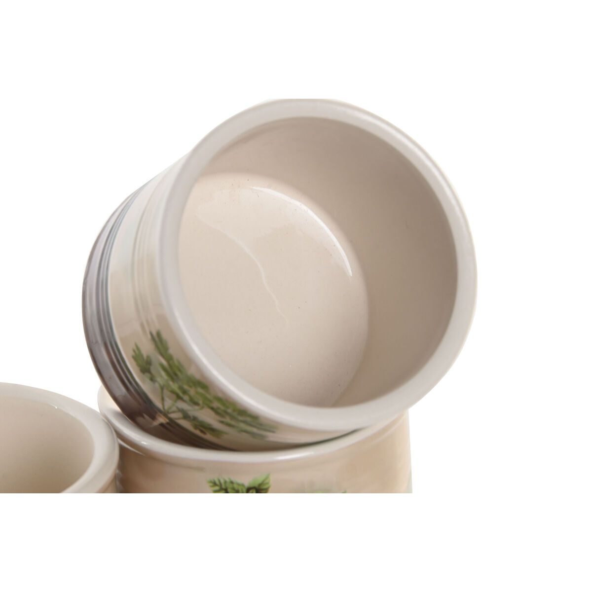 Planter Home ESPRIT Brown Green Ceramic Cottage 13,6 X 13,6 X 11,8 CM (3 Pieces) (3 Units)