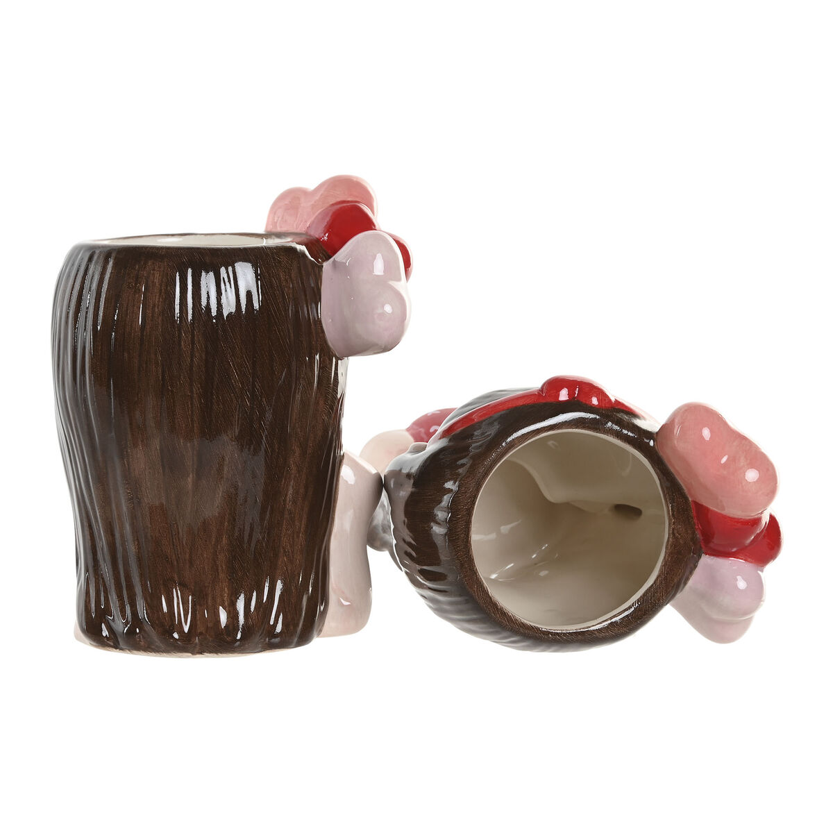 Planter Home ESPRIT Red Pink Ceramic chica Urban 12 x 9 x 16 cm (2 Units)