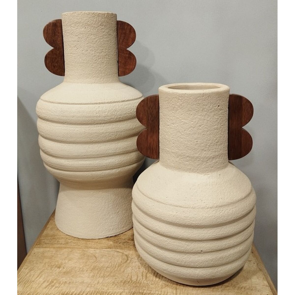 Vase Home ESPRIT Brown Beige Terracotta Mango wood 28 x 28 x 33 cm