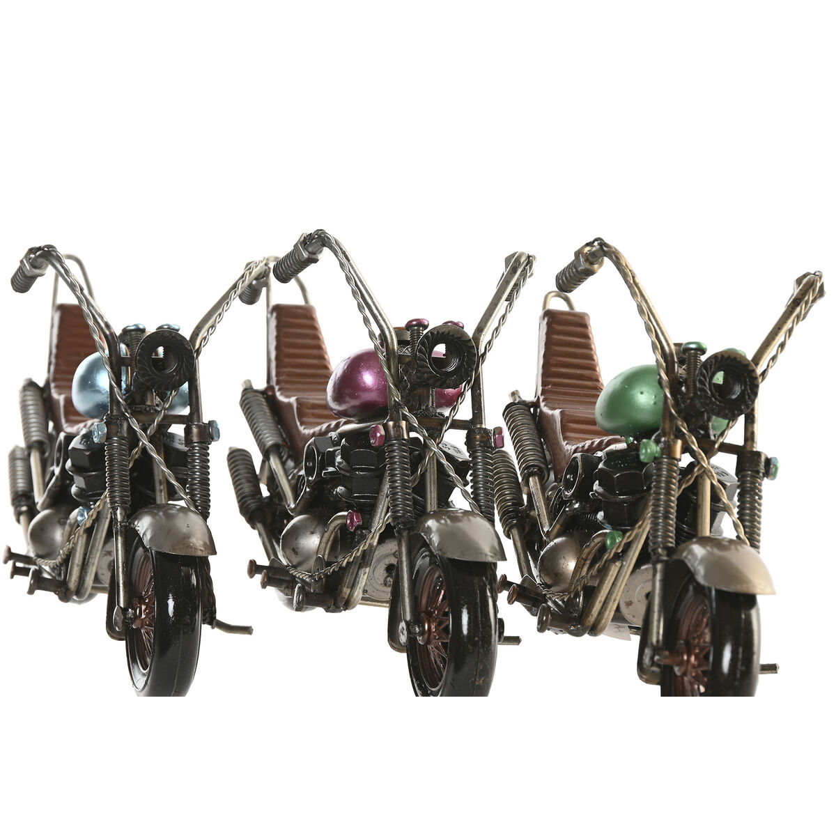 Decorative Figure Home ESPRIT Blue Green Lilac Motorbike Vintage 23 x 8 x 11 cm (3 Units)