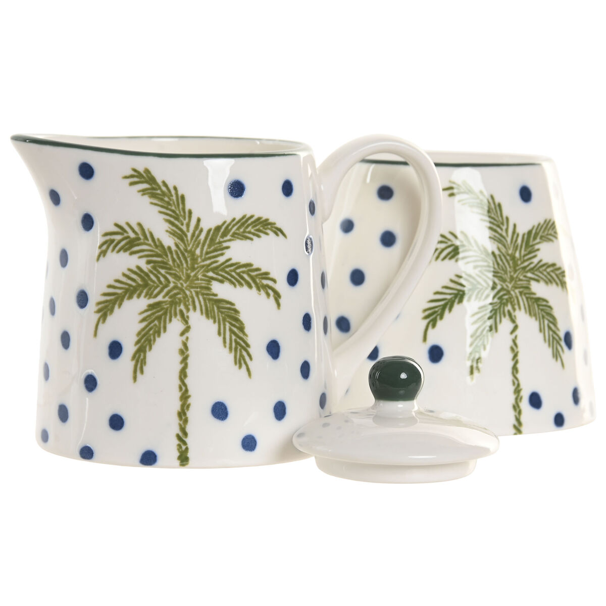 Milk jug and sugar bowl Home ESPRIT Blue Green Porcelain 11 X 7,6 X 7,8 CM 2 Pieces