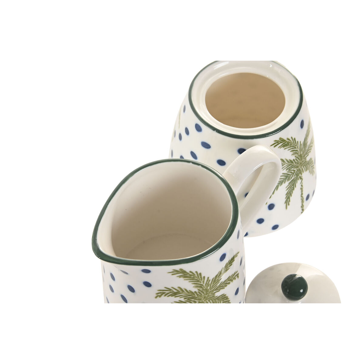 Milk jug and sugar bowl Home ESPRIT Blue Green Porcelain 11 X 7,6 X 7,8 CM 2 Pieces