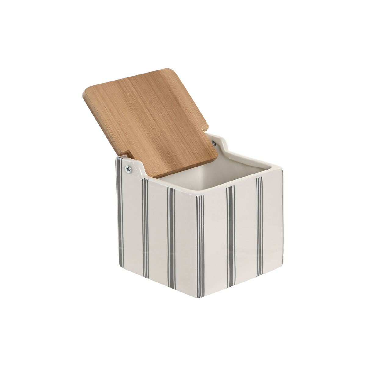 Salt Shaker with Lid Home ESPRIT White Bamboo Stoneware 11 x 11 x 11 cm (3 Units)