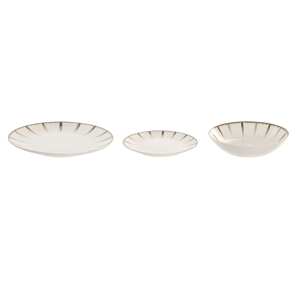 Tableware Home ESPRIT White Green Porcelain 18 Pieces