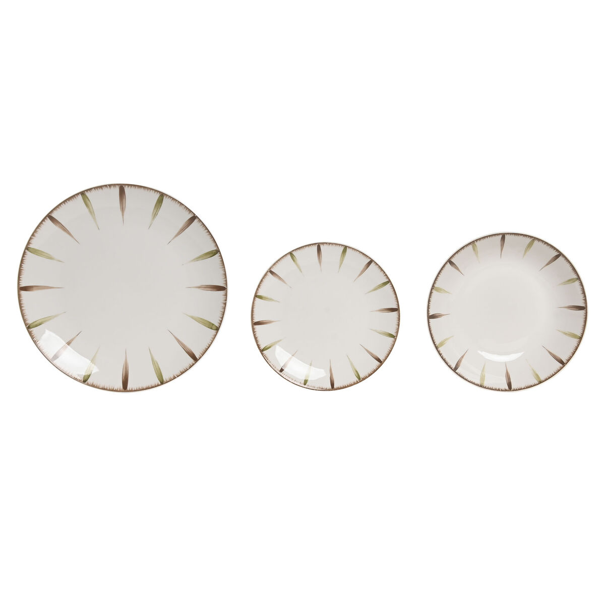 Tableware Home ESPRIT White Green Porcelain 18 Pieces