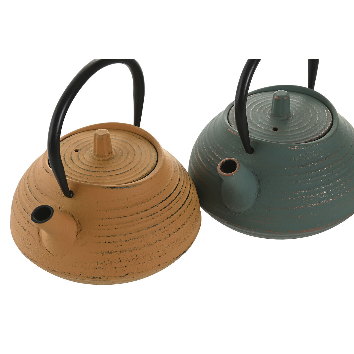 Teapot Home ESPRIT Green Orange Stainless steel Iron 400 ml (2 Units)