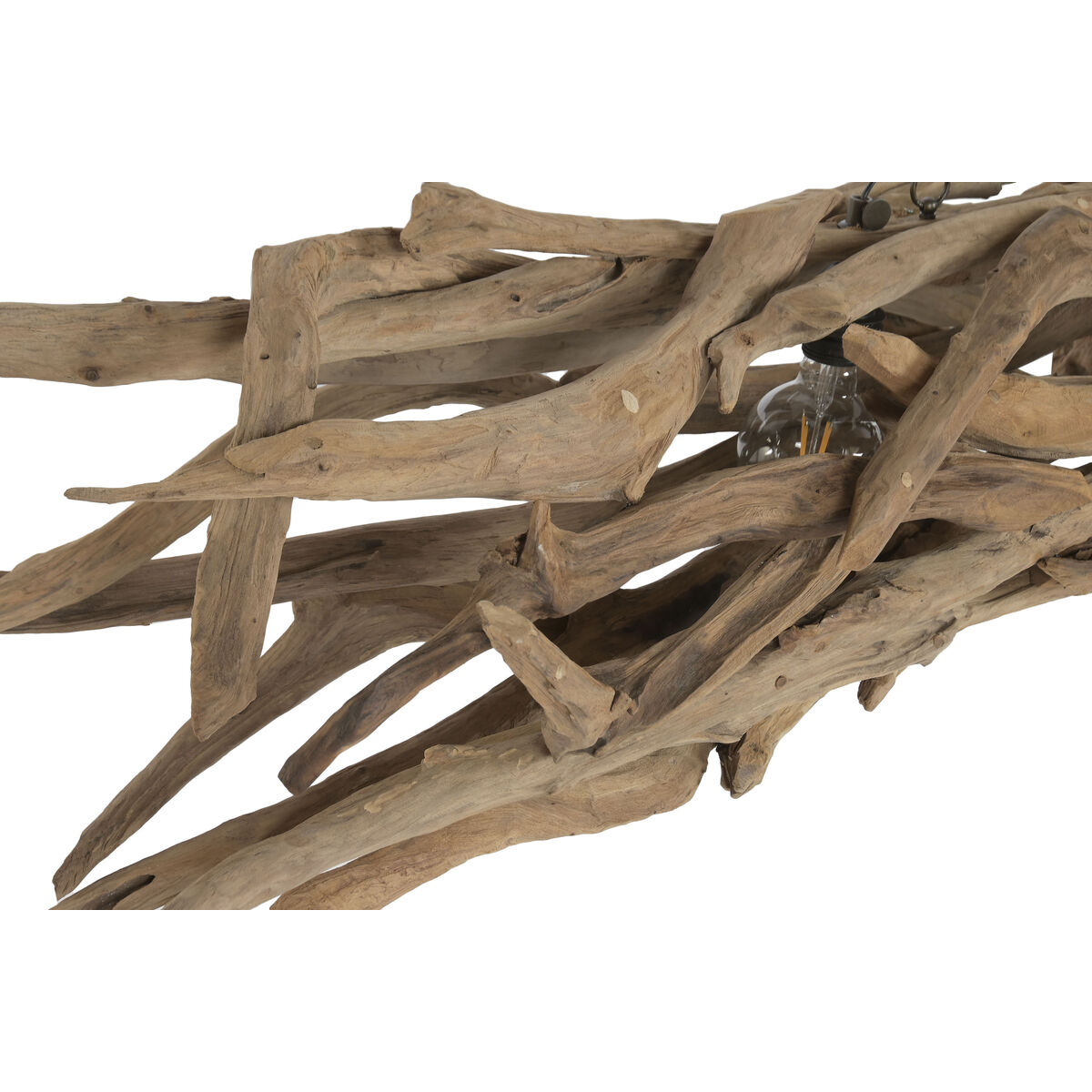 Ceiling Light Home ESPRIT Black Natural Wood Iron Teak 50 W