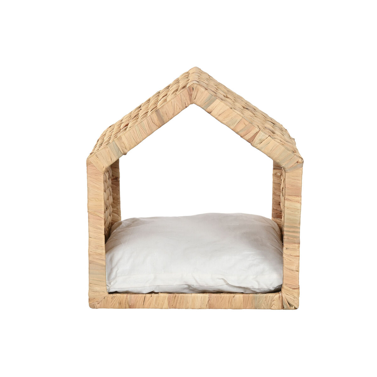 Pet bed Home ESPRIT Cream Natural Metal Water hyacinth 43 x 43 x 46 cm