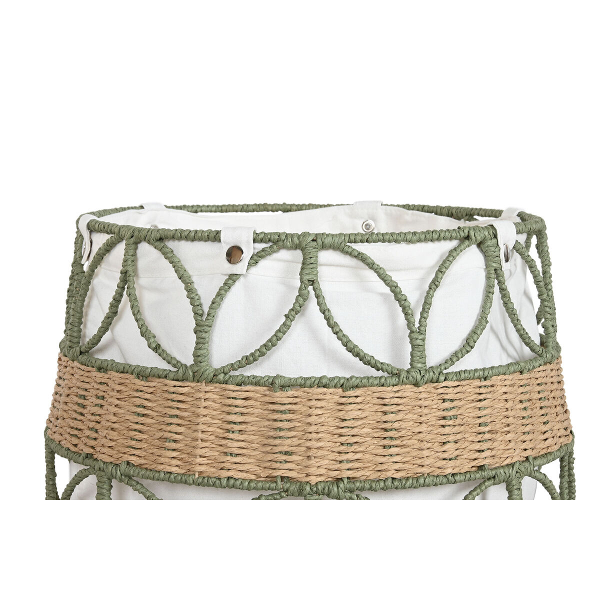 Decorative basket Home ESPRIT White Green Natural Fibre Tropical (2 Units)