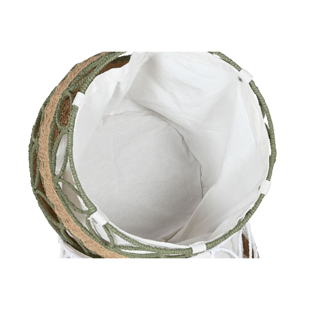 Decorative basket Home ESPRIT White Green Natural Fibre Tropical (2 Units)