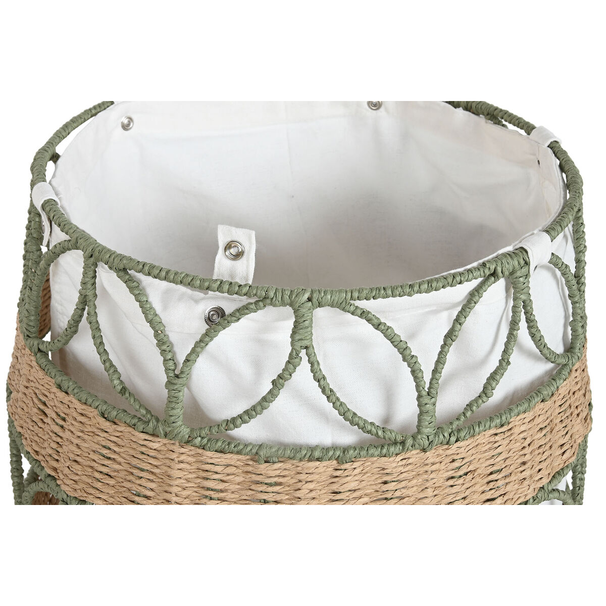Decorative basket Home ESPRIT White Green Natural Fibre Tropical (2 Units)