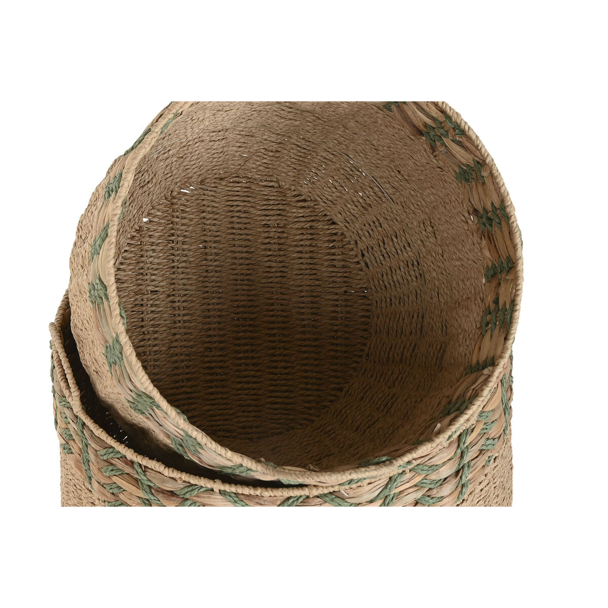 Basket set Home ESPRIT Green Natural Natural Fibre Tropical (2 Pieces)