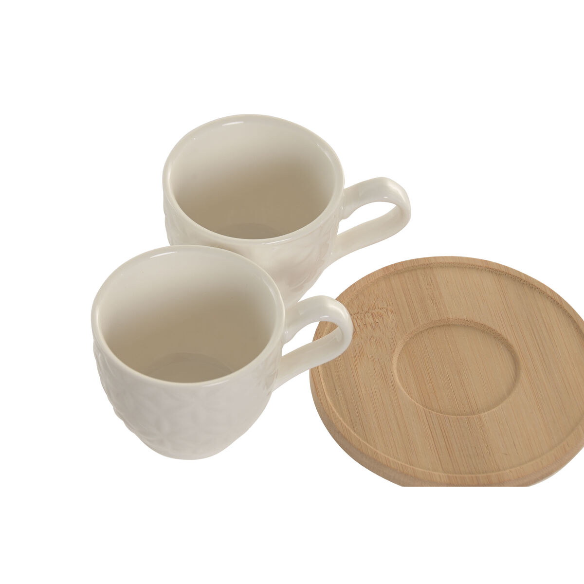 Set of 6 Cups with Plate Home ESPRIT White Bamboo Porcelain 90 ml