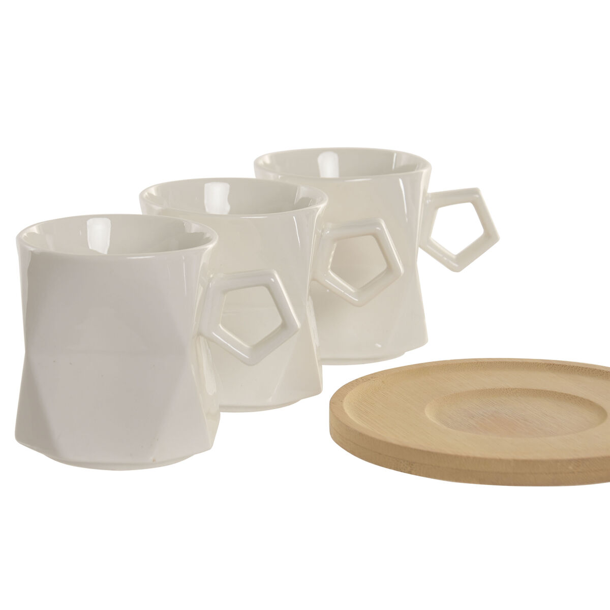 Set of 6 Cups with Plate Home ESPRIT White Porcelain 180 ml