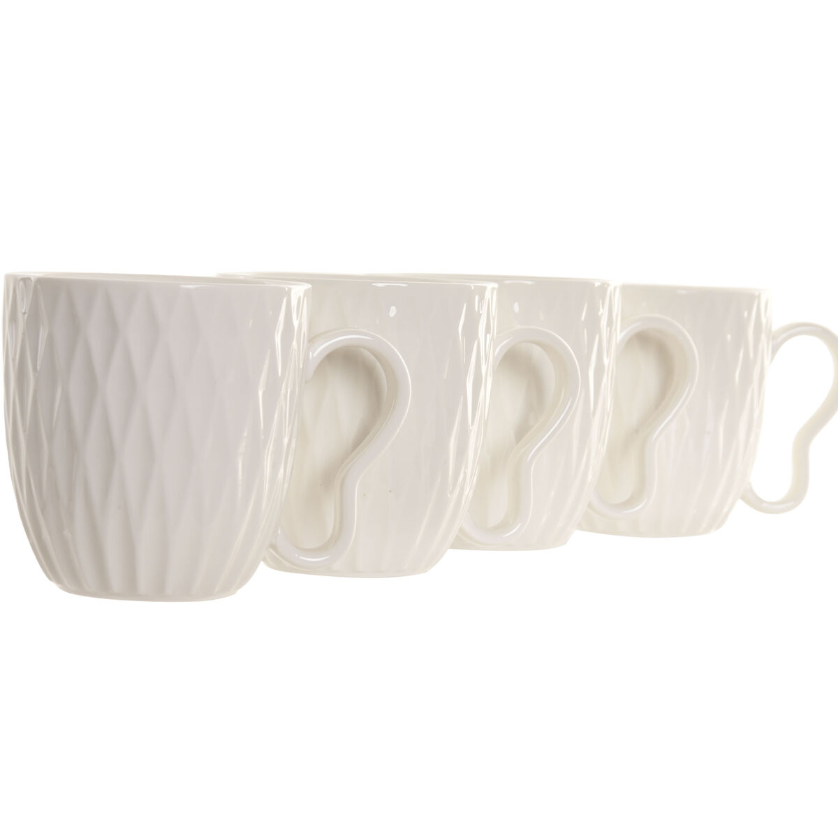 Mug Home ESPRIT White Dark brown With relief 350 ml