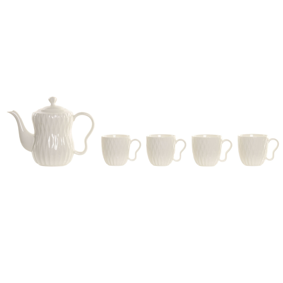Piece Coffee Cup Set Home ESPRIT White Dark brown Bamboo Porcelain 6 Pieces