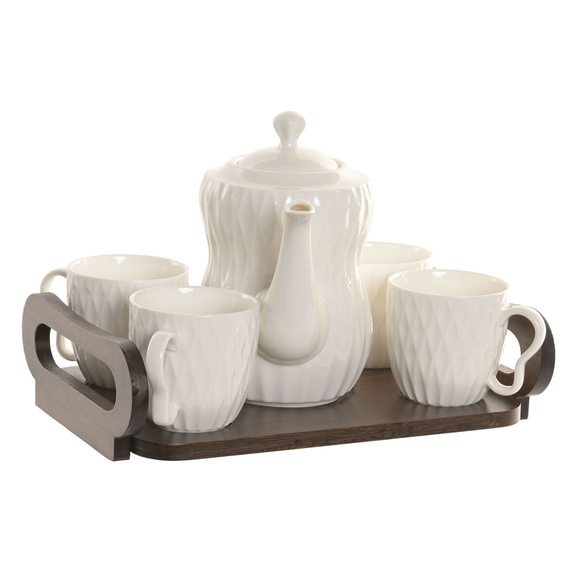 Piece Coffee Cup Set Home ESPRIT White Dark brown Bamboo Porcelain 6 Pieces Piece Coffee Cup Set Home ESPRIT White Dark brown Bamboo Porcelain 6 Pieces