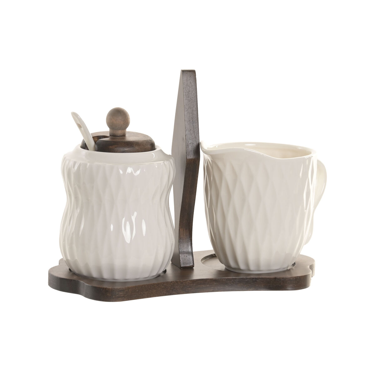 Sugar Bowl Home ESPRIT White Dark brown Bamboo Porcelain 19,5 X 9 X 15 CM 2 Pieces Sugar Bowl Home ESPRIT White Dark brown Bamboo Porcelain 19,5 X 9 X 15 CM 2 Pieces