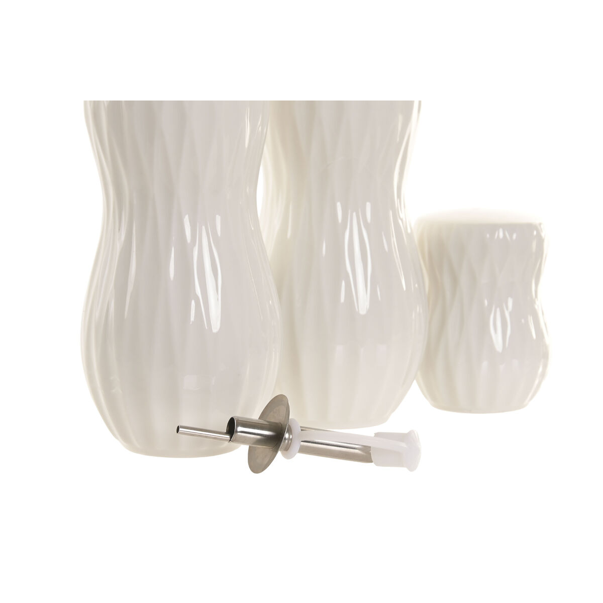Oil and Vinegar Set Home ESPRIT White Dark brown Bamboo Porcelain 17 x 17 x 19 cm
