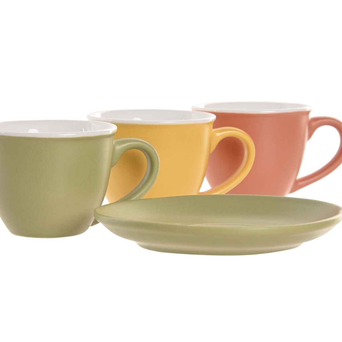 Set of 6 Cups with Plate Home ESPRIT Multicolour Porcelain 100 ml