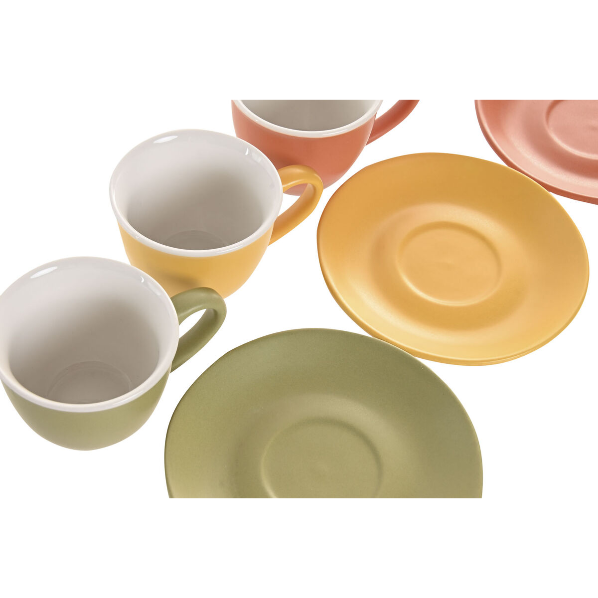 Set of 6 Cups with Plate Home ESPRIT Multicolour Porcelain 100 ml