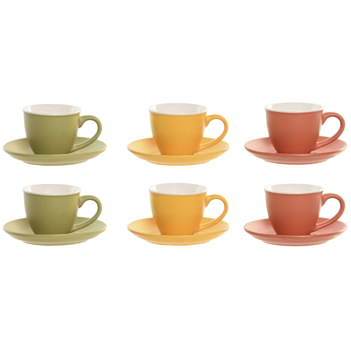 Set of 6 Cups with Plate Home ESPRIT Multicolour Porcelain 100 ml