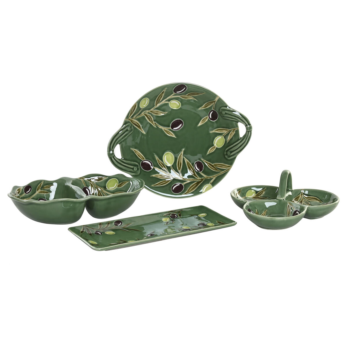Bowl Home ESPRIT Green Stoneware Cottage With relief