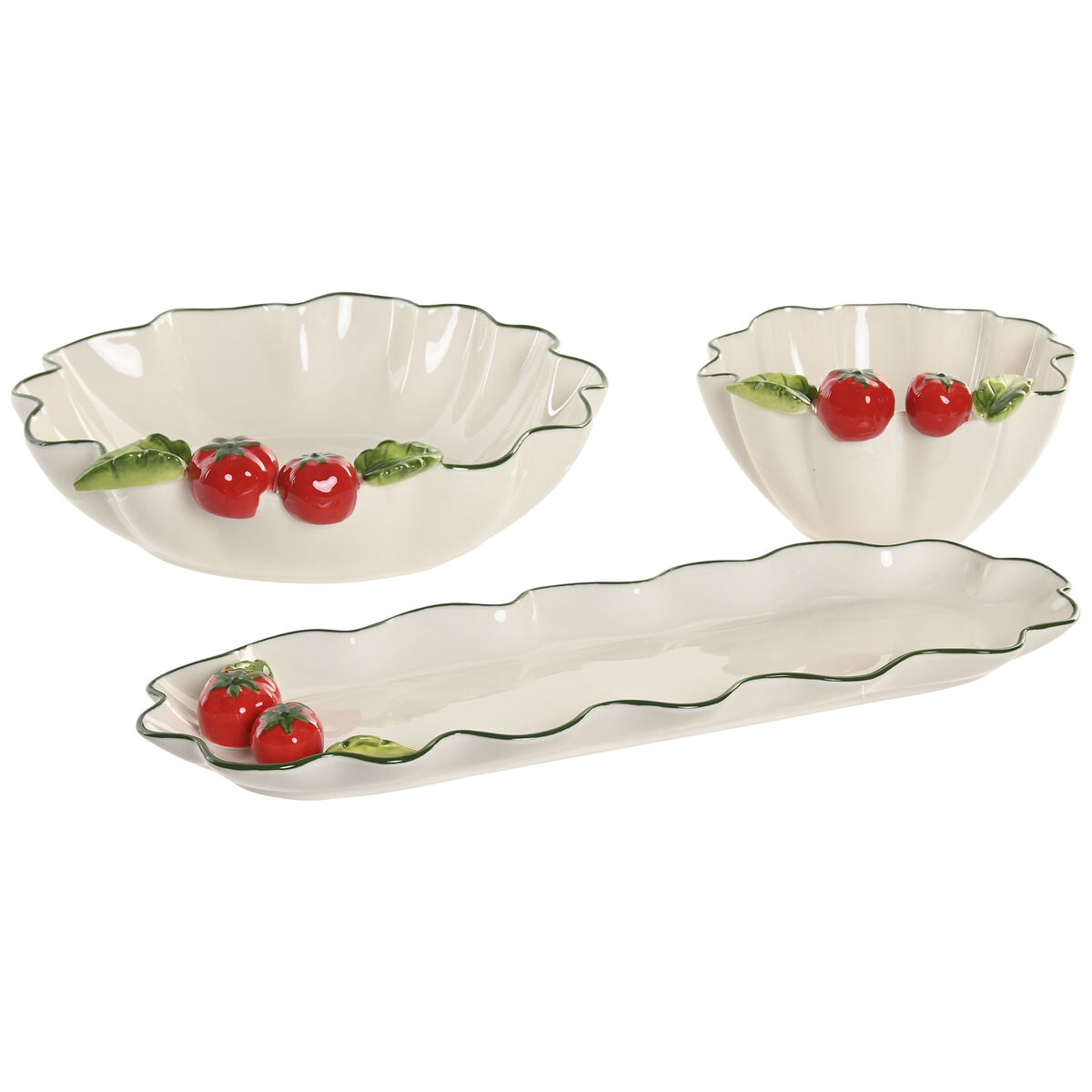 Bowl Home ESPRIT White Red Green Stoneware Mediterranean