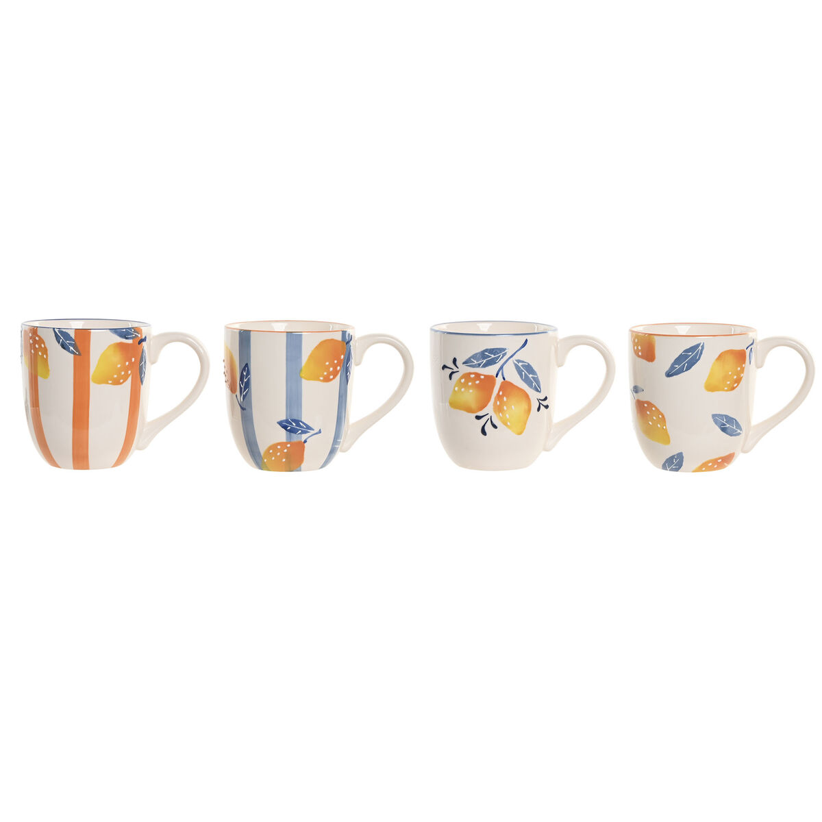 Mug Home ESPRIT Yellow Blue White Orange Lemon Mediterranean With relief 360 ml (4 Units) Mug Home ESPRIT Yellow Blue White Orange Lemon Mediterranean With relief 360 ml (4 Units)