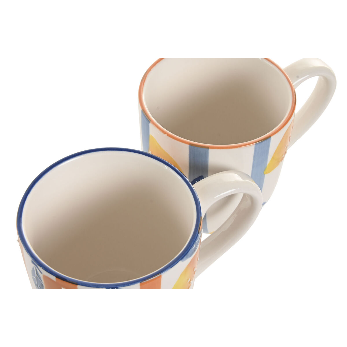 Mug Home ESPRIT Yellow Blue White Orange Lemon Mediterranean With relief 360 ml (4 Units)