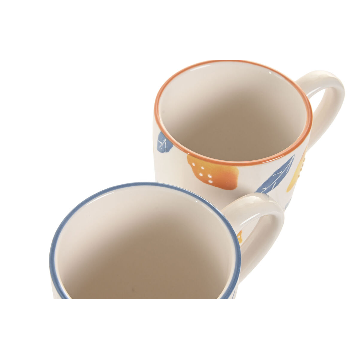 Mug Home ESPRIT Yellow Blue White Orange Lemon Mediterranean With relief 360 ml (4 Units)