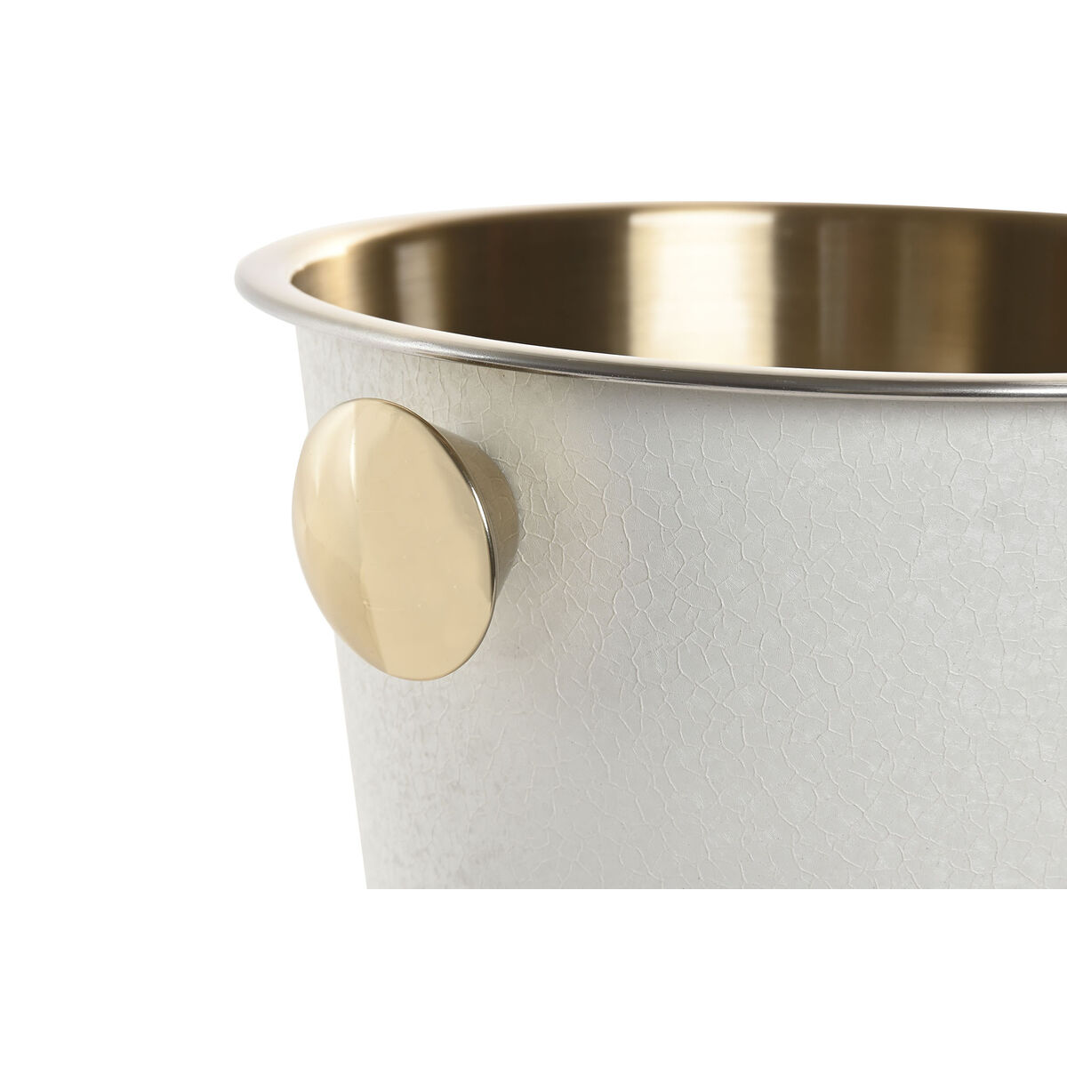 Champagne Cooler Home ESPRIT White Golden Stainless steel Aluminium Loft 24 x 24 x 22 cm