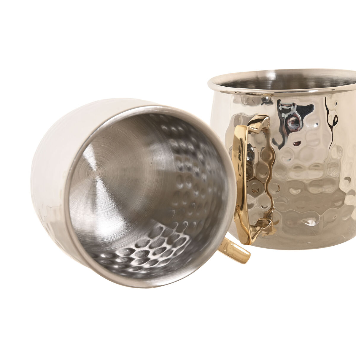 2 Piece Mug Set Home ESPRIT Golden Silver Loft 480 ml (2 Units)