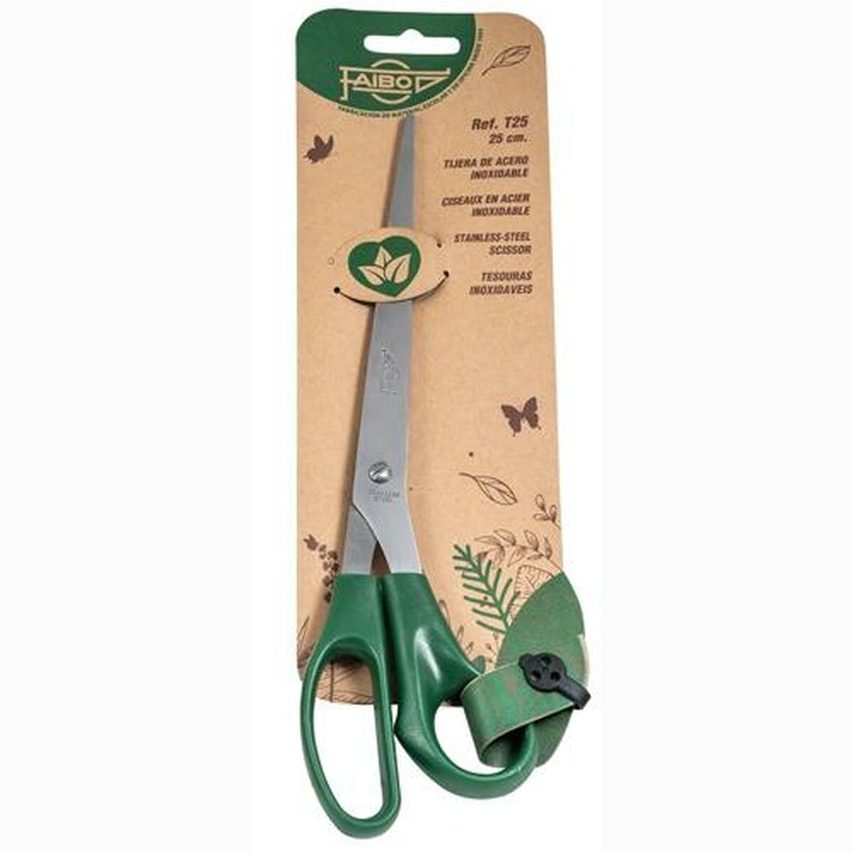 Scissors Faibo Green Stainless steel Plastic 25 cm (10 Units)