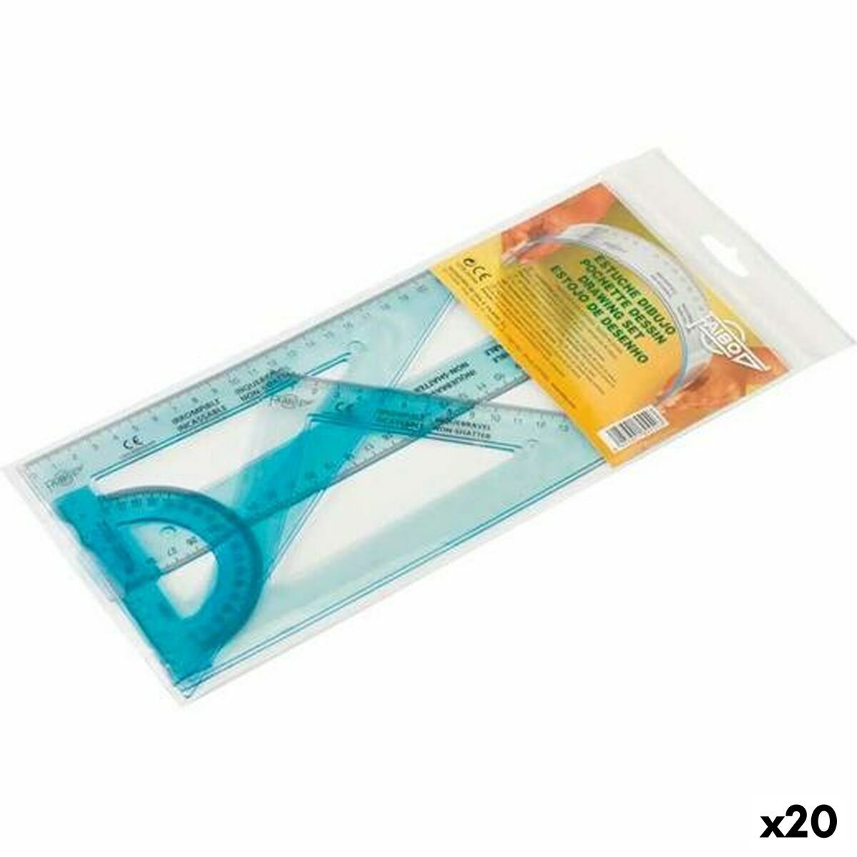 Geometry set Faibo Blue 4 Pieces (20 Units) Geometry set Faibo Blue 4 Pieces (20 Units)