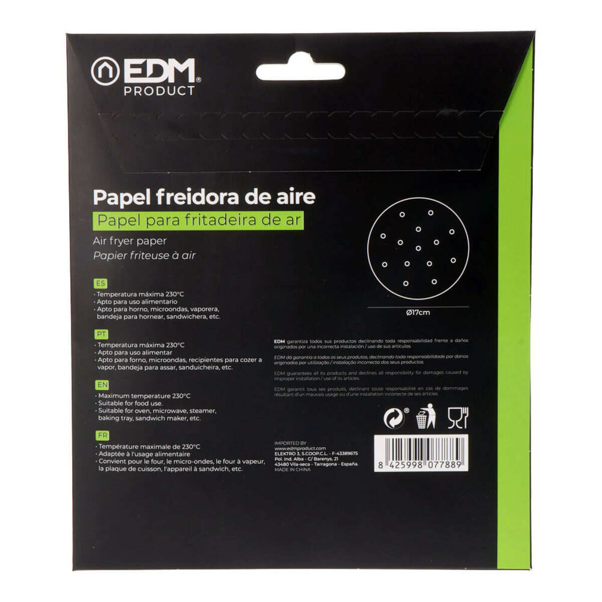 Air fryer paper EDM 07788  17 cm 100 Units