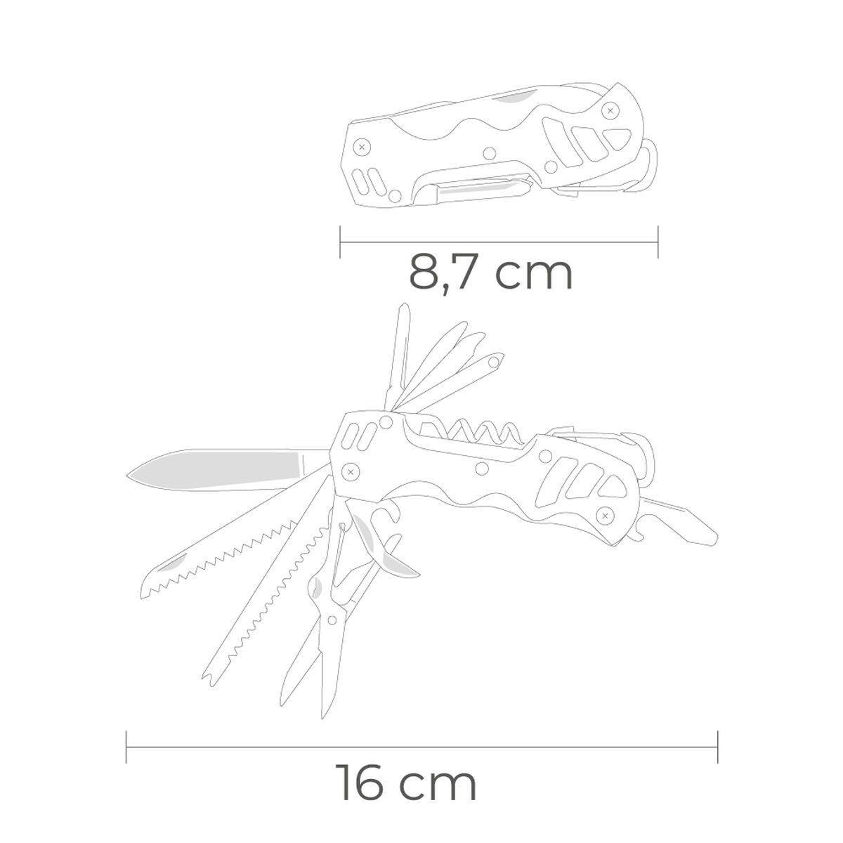 Multi-purpose knife EDM 08557 K2 Silver Snap hook