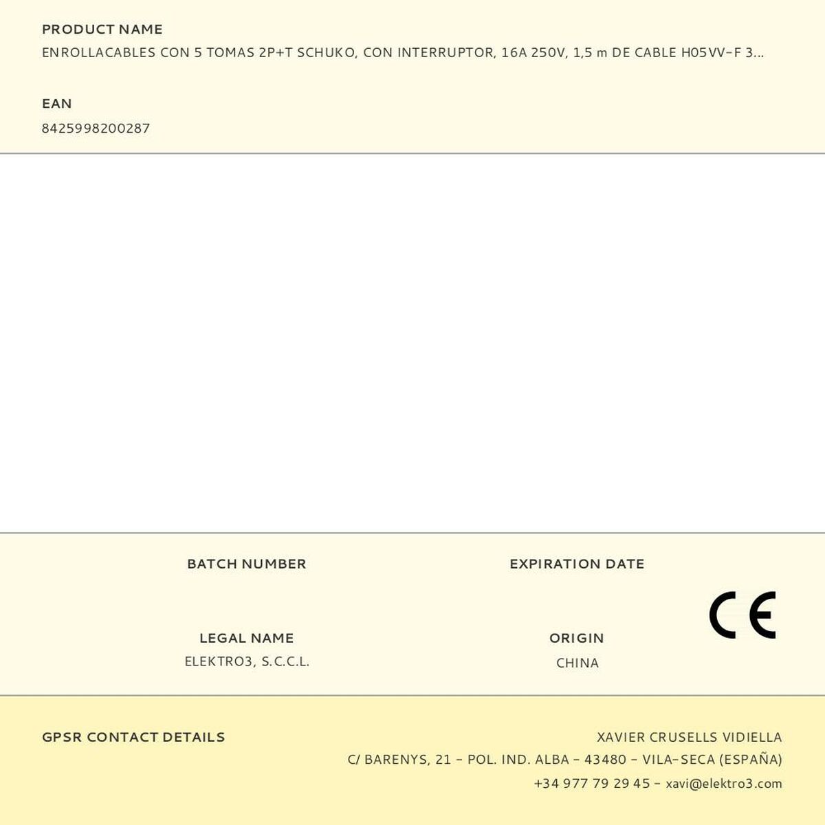 Circuit board EDM 20028 White 3680 W (1,5 m)