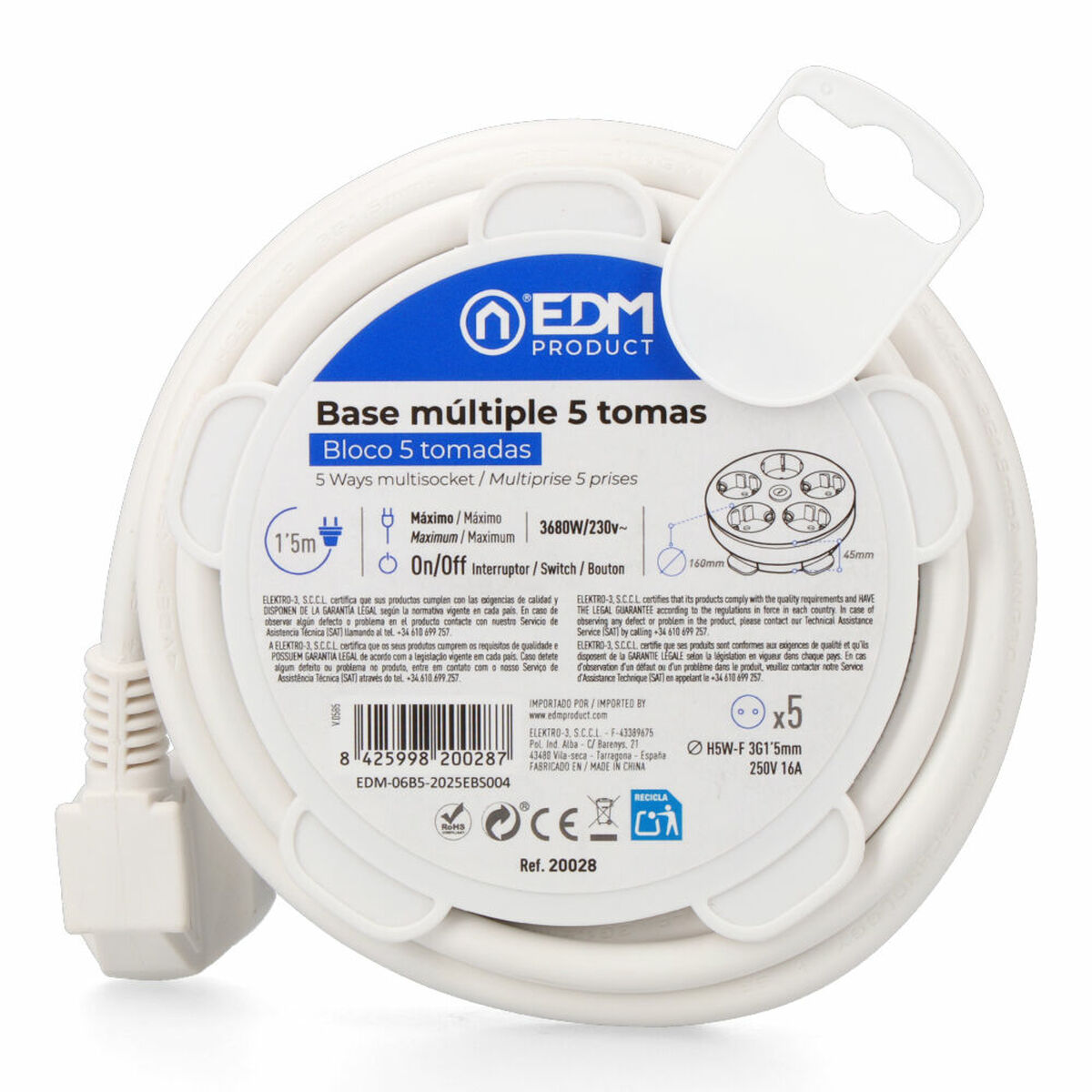 Circuit board EDM 20028 White 3680 W (1,5 m)