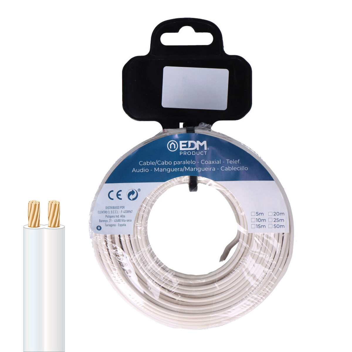 Parallel cable EDM 28760 White 50 m Reel Audio