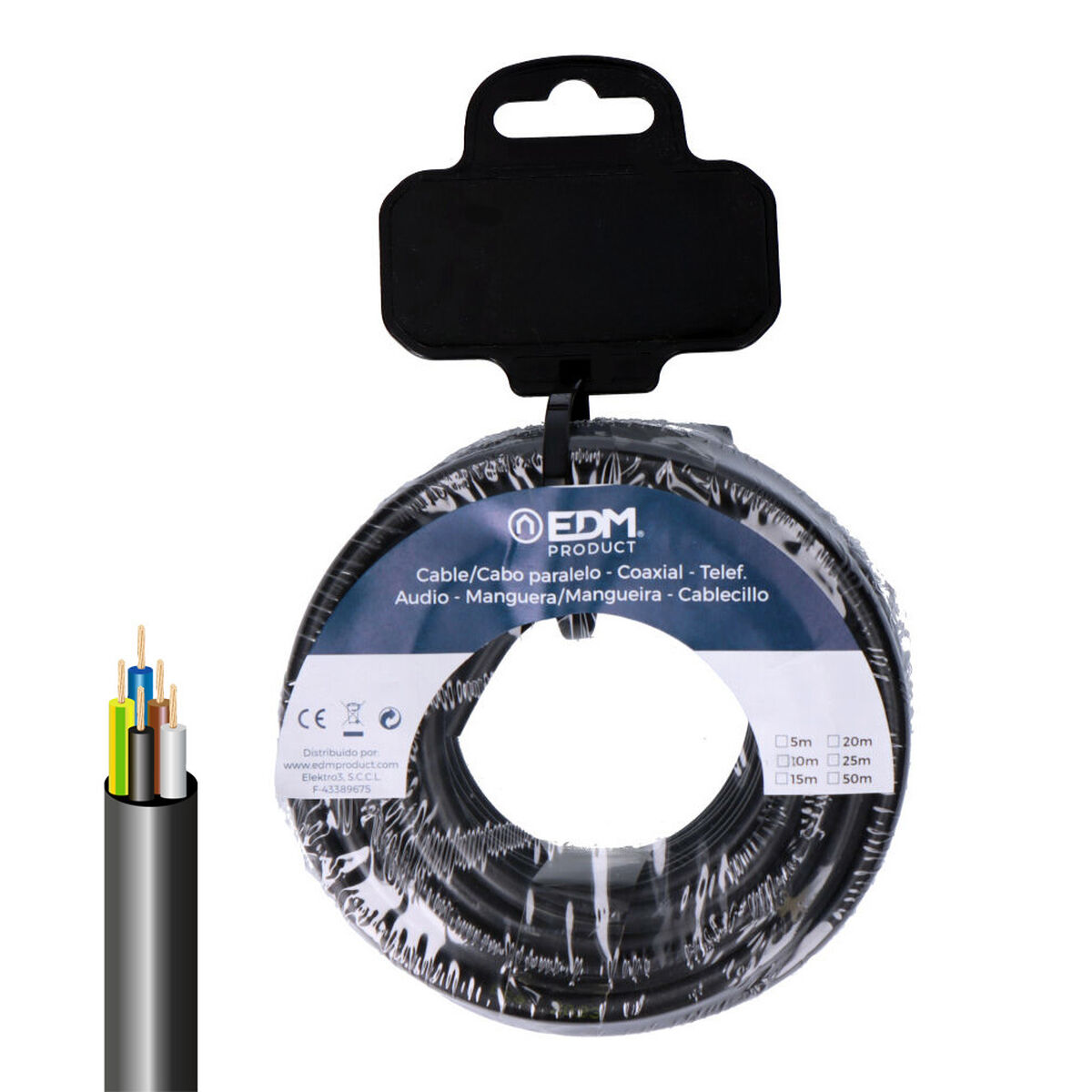 Multi-core Electric Cable EDM 28381 vv-k06 Black 15 m