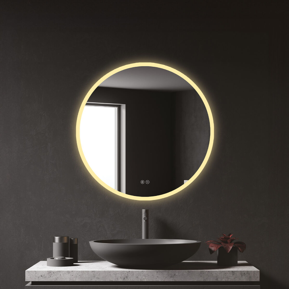 Wall mirror EDM 32436 20 W Ã 60 cm Transparent Aluminium Circular LED Light