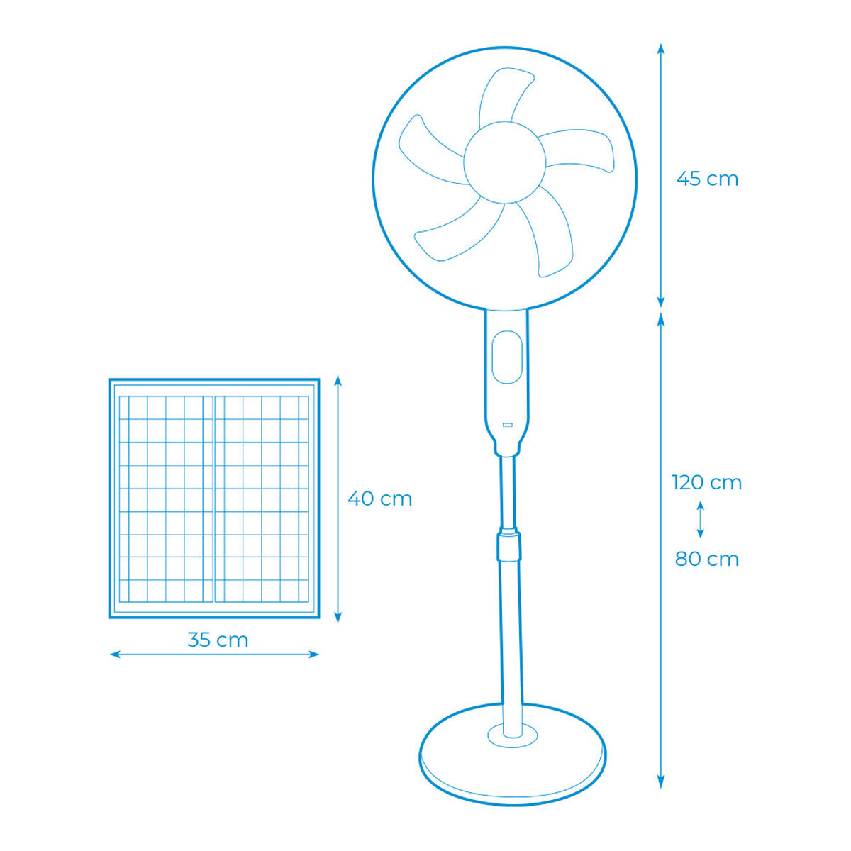 Freestanding Fan EDM 33523 White 25 W Solar