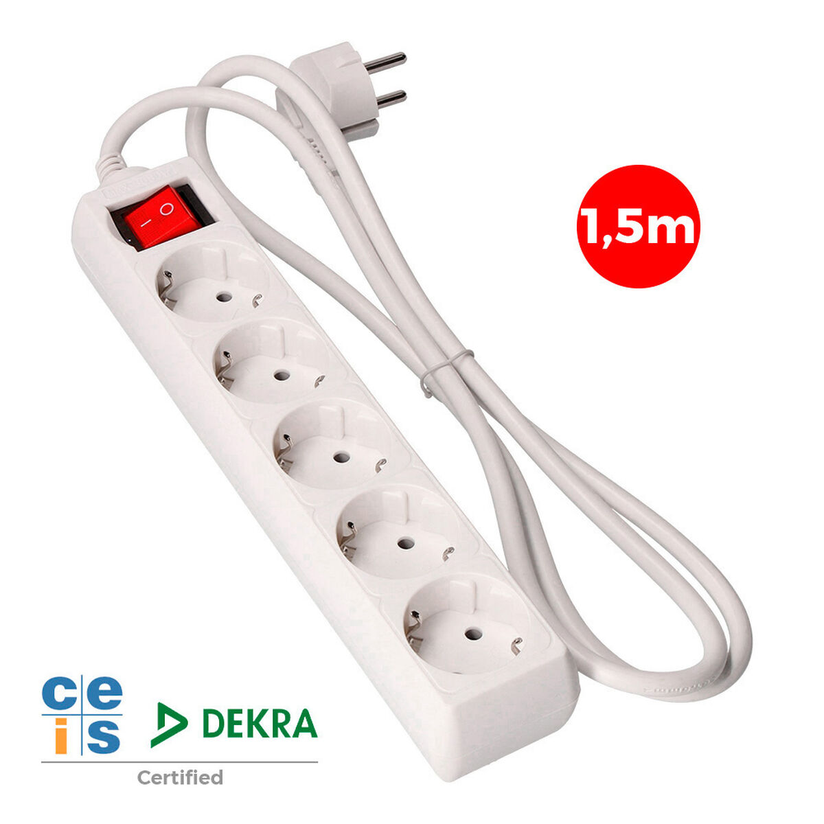 Power Socket – 5 sockets with Switch EDM 41011 Schuko (1,5 m)