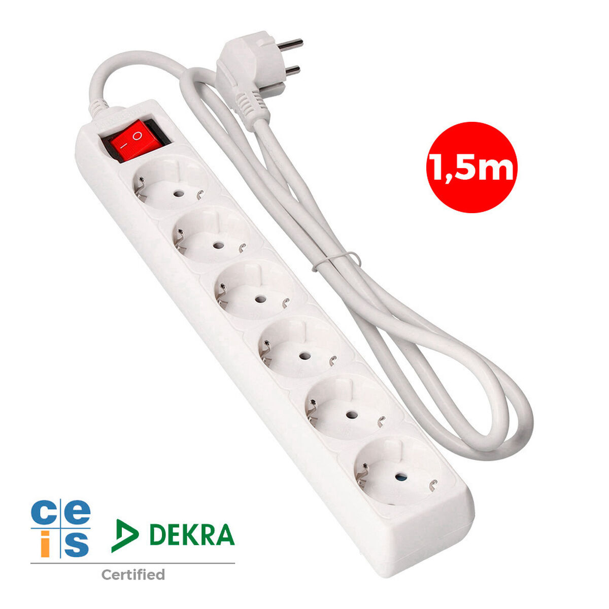 Power Socket – 6 Sockets with Switch EDM 41012 Schuko (1,5 m)