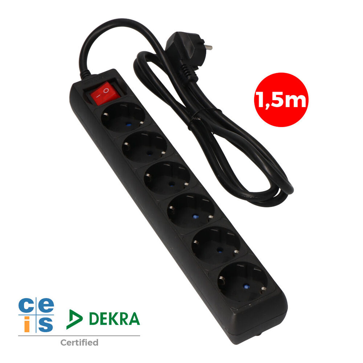 Power Socket – 6 Sockets with Switch EDM 41014 Schuko (1,5 m)